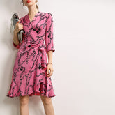Popular Women's Silk Floral Dress 100% Pure Mulberry Silk Chic Dresses